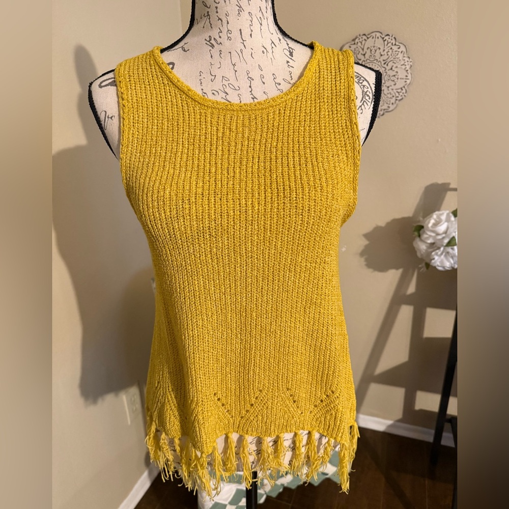 Pepin Yellow Ribbed Asymmetrical Tank Top